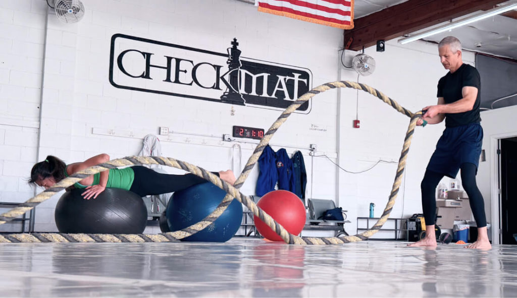Circuit exercises in functional training class