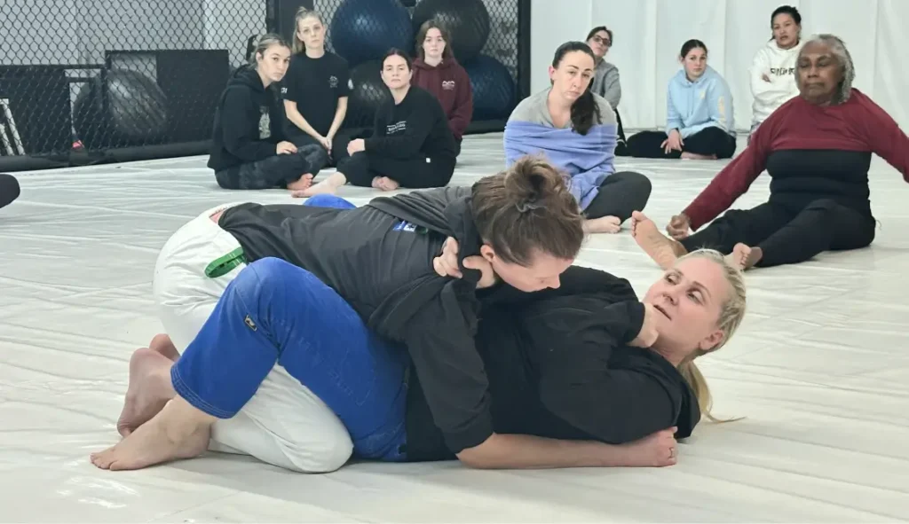 Brandy teaching self defense techniques